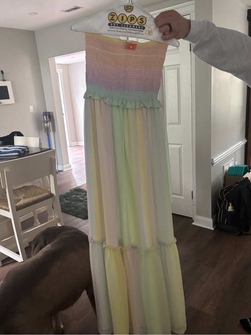 Amanda Uprichard Pastel Rainbow Maxi Dress - Yellow Pink Green Blue - Picture 2 of 3